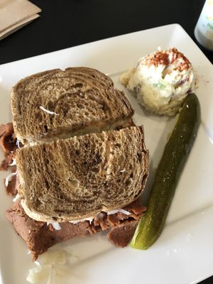 Ruben on rye w/ potato salad   at Palmer's Nutritious You in Sarasota