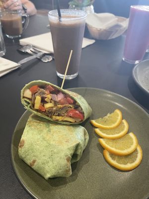 Breakfast Burrito & Peanut Butter Smoothie #Veganuary at Palmer's Nutritious You in Sarasota