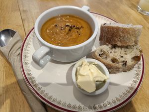 sweet potato and ancho chilli soup at Willows Tea Room in Barnstaple