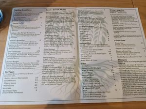 Menu as of June 2022 at Willows Tea Room in Barnstaple