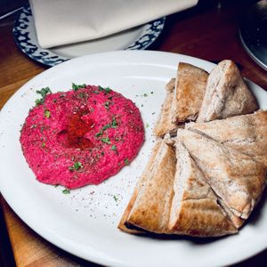 Beet Hummus ❤️  at Moosewood Restaurant in Ithaca