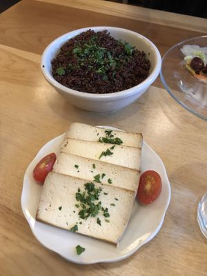 Sides of tofu and quinoa at Moosewood Restaurant in Ithaca