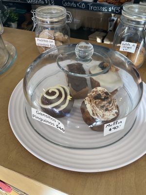 Penguino and tiramisu muffinns  at Piloncillo Panadería in Ensenada