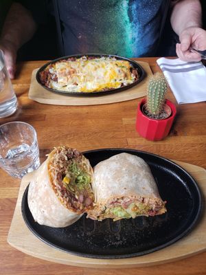 Burrito vegan et enchilladas (non vegan) at Burritos Hermanos in Paris