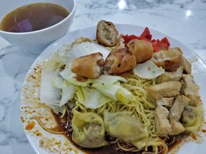 Wanton noodle at Veggie 素食 121 in Central Singapore