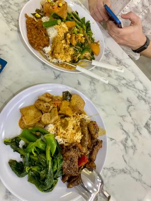 3 dish set + rice at Veggie 素食 121 in Central Singapore