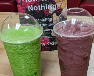 Our fruit and veggie smoothies are naturally vegan! at Root and Press in Worcester