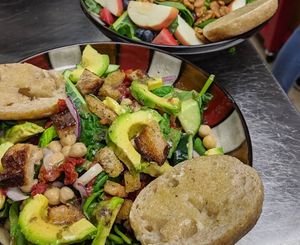 We have fresh salads made to order - substitute any ingredient to suit your fancy!  at Root and Press in Worcester