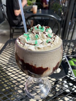 Vegan mocha mint milkshake  at Root and Press in Worcester