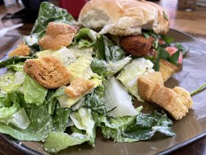 Vegan chicken sammie with vegan caesar salad   at Root and Press in Worcester