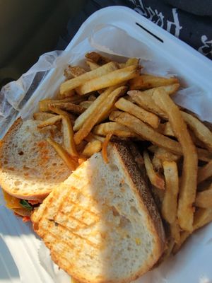 Vegan Seven Hills Panini at Root and Press in Worcester