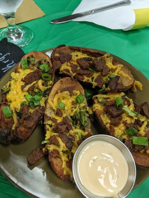 from st patricks day - irish stuffed potato skins at Root and Press in Worcester