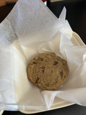 Finished off with a could chocolate chunk cookies to go! Super good in the microwave with oat milkk  at Root and Press in Worcester