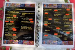 menu  at El Original in Sayulita