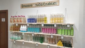 Sección droguería de envase reutilizable at Raons de Pes a Granel in Valencia