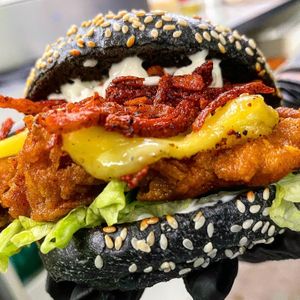 Sfc style burger  at Buddha Bowl in Aylesbury