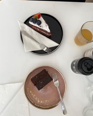 Summer berry chocolate cake & lavender brownie  at 269 Vegan in Dunfermline