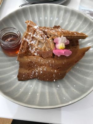 Waffles, new to the menu and absolutely delicious!  at 269 Vegan in Dunfermline