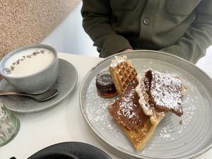 ‘Bakon’ waffles with maple syrup  at 269 Vegan in Dunfermline