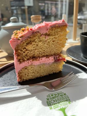 Rose and Pistachio cake  at 269 Vegan in Dunfermline