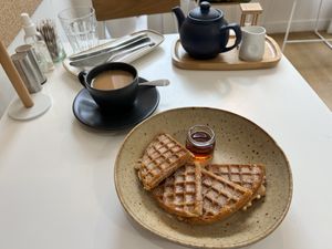 Waffles with cinnamon sugar and syrup  at 269 Vegan in Dunfermline