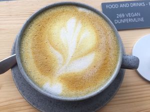Turmeric oatlatte  at 269 Vegan in Dunfermline