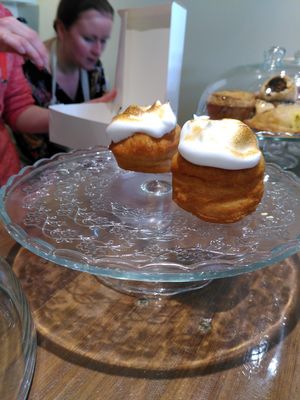 incredible lemon meringue doughnuts at Wee Vegan Bakery in Dunfermline