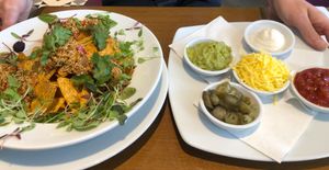 Vegan Nachos (from the bar snacks menu) at The Swan in Banton