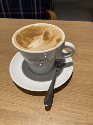 Oat milk latte at The Swan in Banton