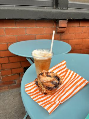 oat late and chocolate babka  at Long Boi's Bakehouse in Manchester