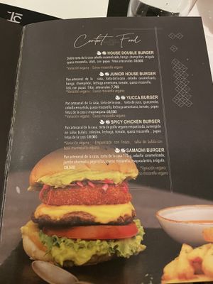 Page 4 menu, burgers at Samadhi in San Jose