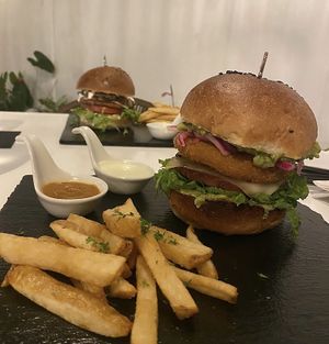 House Burger and the Yucca Burger   at Samadhi in San Jose
