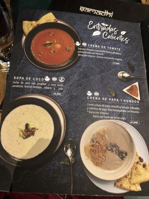 Menu vegano  at Samadhi in San Jose