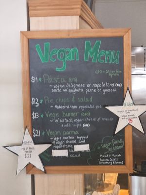 Vegan menu plus any vegetarian pizzas can come with vegan cheese at Cappa Rossi's in Kinglake