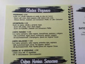 Vegan options at Advans in Tenerife
