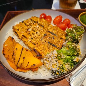Grain bowl with tempeh at Supergrain in Jakarta