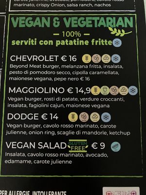 Vegan selection  at Unic Bar in Vanzago
