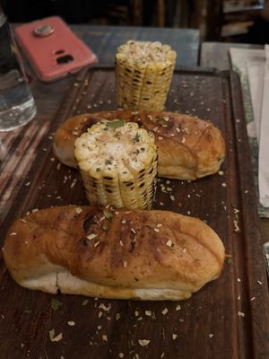 The garlic bread appetizer sets it off!  at A Coruja in Sao Paulo