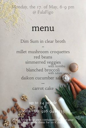 menu, for may 17th at monday-dining in Aljezur