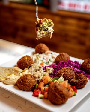 Falafel Deluxe Platter at Allan's Mediterranean Bar and Grill in Middletown