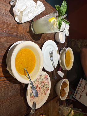 Lentil soup, lemonade (both flavors are great), tahini salad  at Allan's Falafel in Chester