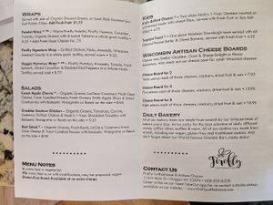 Current menu - Dec 2021 at Firefly Coffeehouse in Oregon