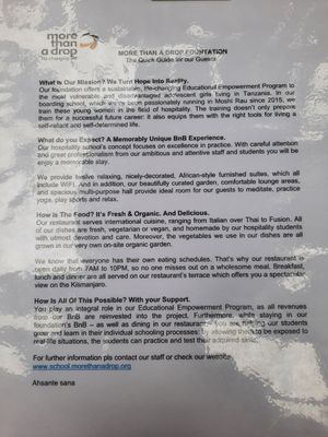 The NGO at More Than A Drop in Moshi