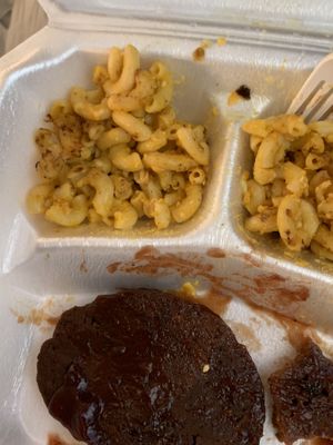 Brisket plate with two sides (bread and salad isn’t shown) - I forgot to take a picture before eating but 10/10 great meal at Planet Vegan in Houston