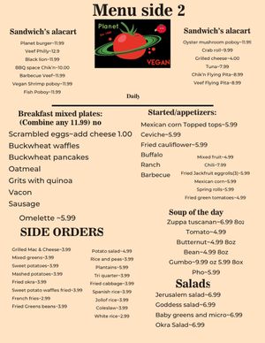 Side 2 at Planet Vegan in Houston