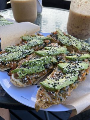 Vegan Baguette- so delicious!   at Les Amis in Playa Del Carmen