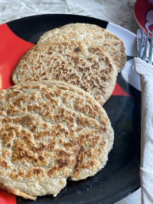 Poor pancakes, liquid inside. Definitely a LOT of room to improve   at Les Amis in Playa Del Carmen