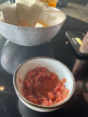 Chips and salsa (very mild and bland salsa)  at Casa Del Vegano in Dallas