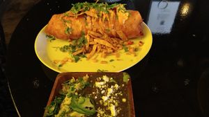 Chimichangas from the front view at Casa Del Vegano in Dallas