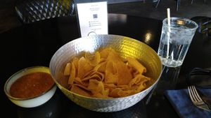 Complementary chips and salsa at Casa Del Vegano in Dallas